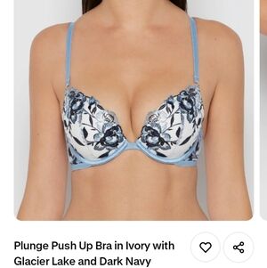 La SENZA Plunge Push Up Bra in Ivory with Glacier Lake and Dark Navy